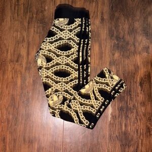 adidas Black and Gold Chain Print Leggings
